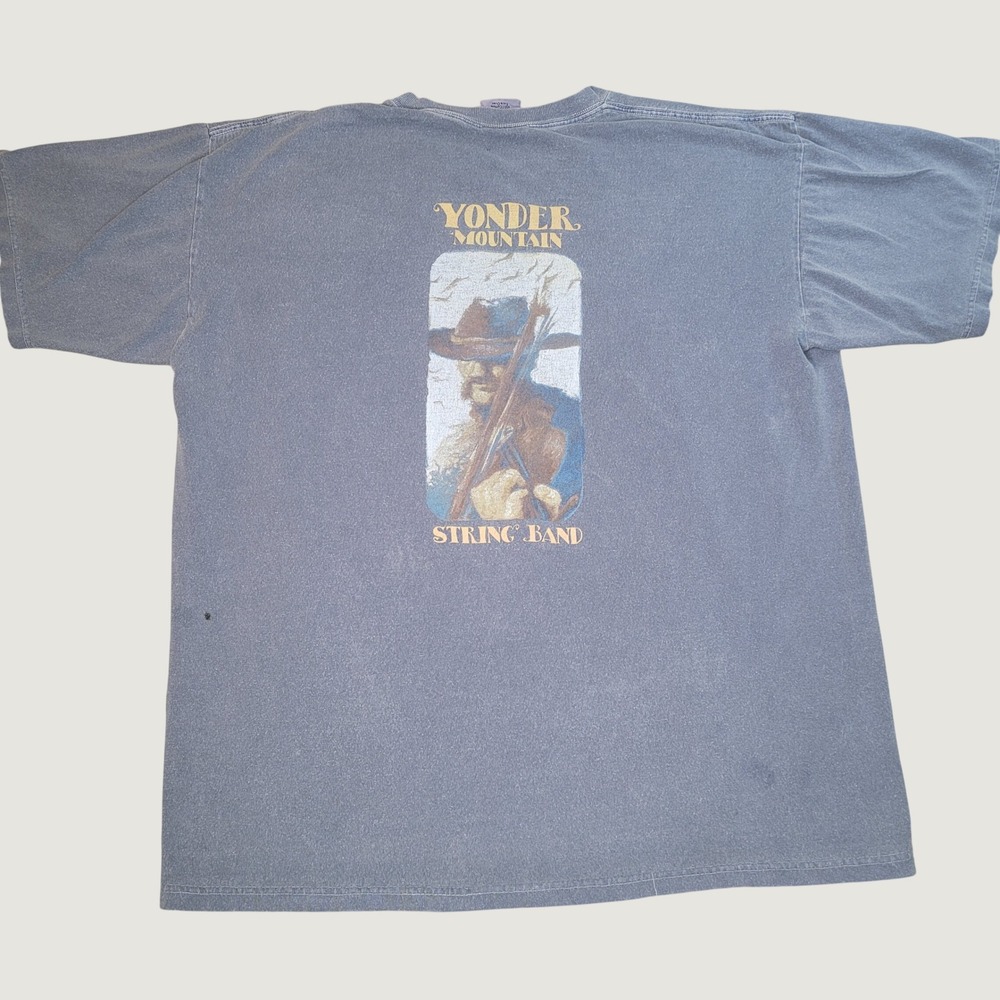 Yonder Mountain String Band Shirt Mens Medium Blue Vintage Fiddle Graphic Tee